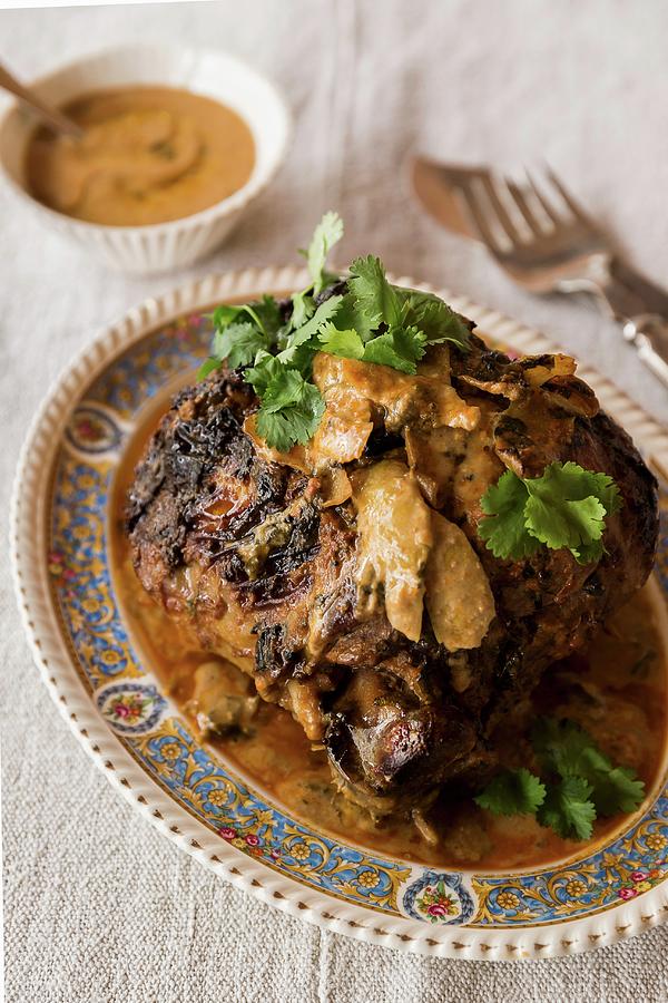 Leg Of Lamb In A Spicy Yoghurt Marinade Photograph by Great Stock!