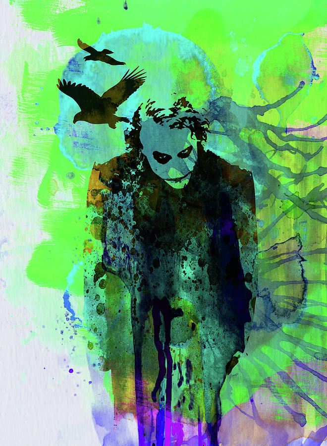 Batman Movie Mixed Media - Legendary Joker Watercolor by Naxart Studio