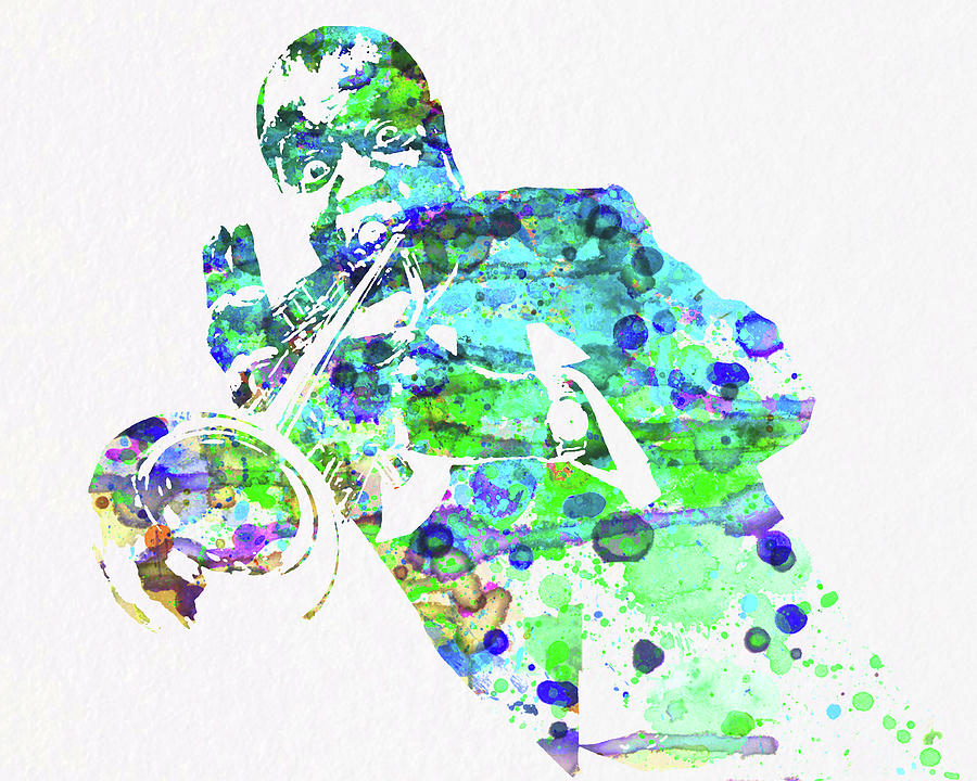 Louis Armstrong Mixed Media - Legendary Louis Armstrong Watercolor  by Naxart Studio