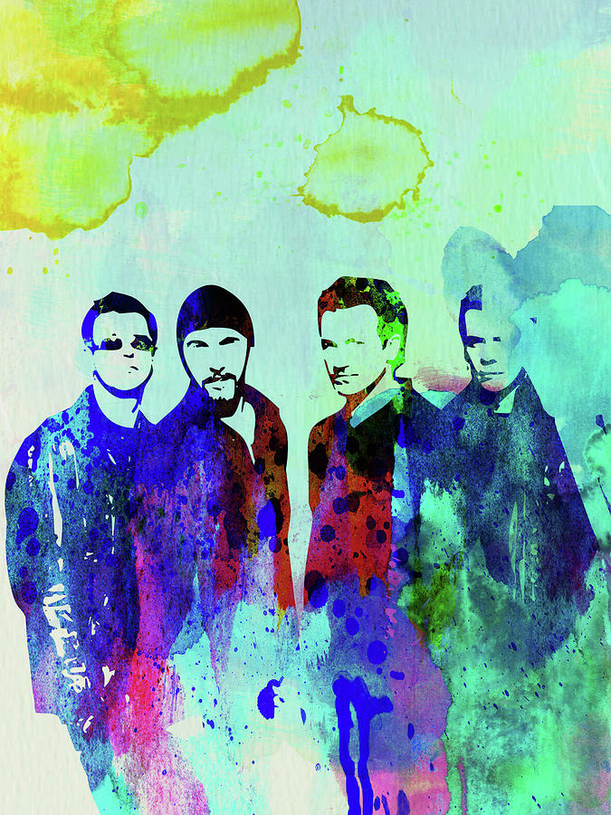 U2 Mixed Media - Legendary U2 Watercolor by Naxart Studio