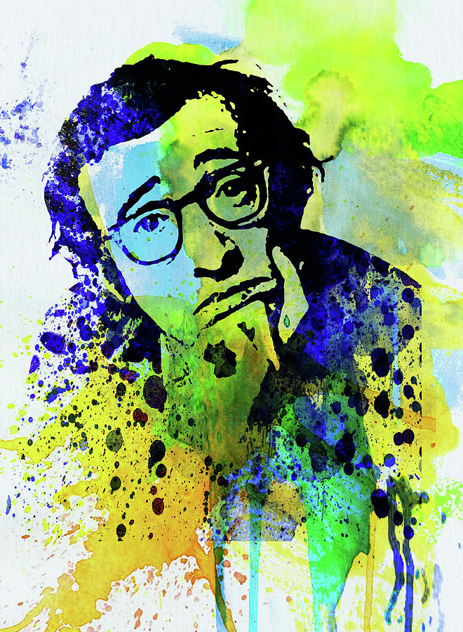 Movie Mixed Media - Legendary Woody Allen Watercolor by Naxart Studio