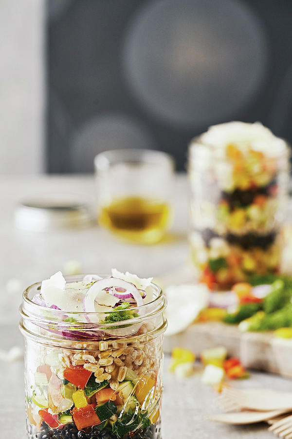 Legume Salad With Vegetables And Parmesan In A Glass Photograph by Tre Torri