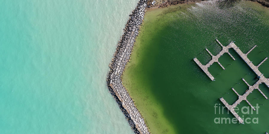 Leland Photograph - Leland Harbor Panorama Aerial by Twenty Two North Photography