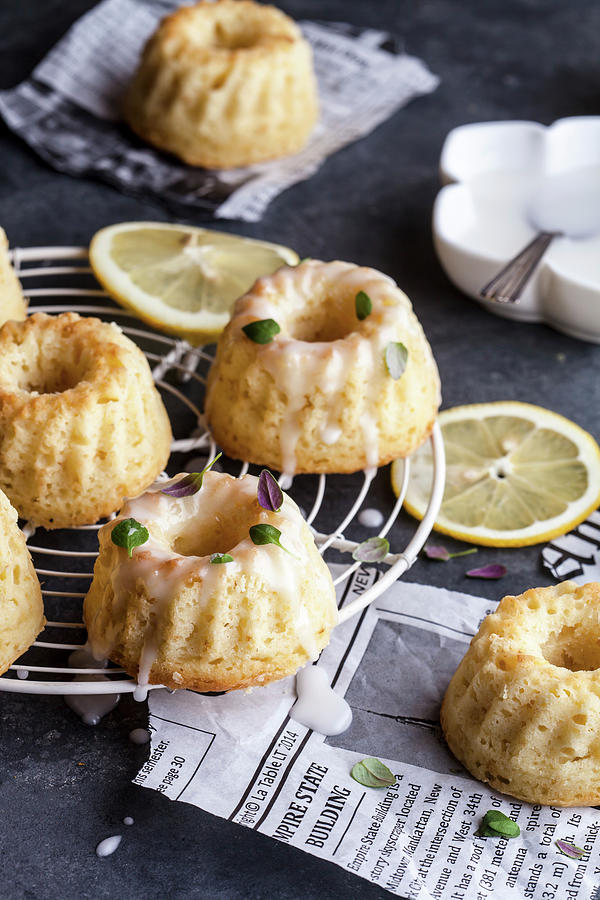 Lemon And Thyme Mini Bundt Cakes Photograph by Kati Finell