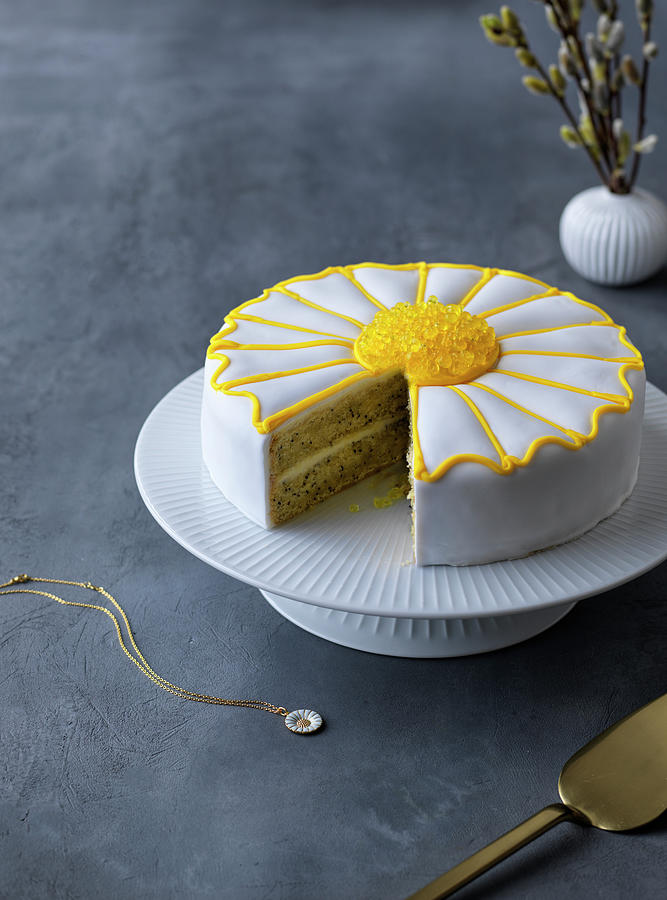 Lemon Cake In A Daisy Shape Photograph by Martin Dyrlv