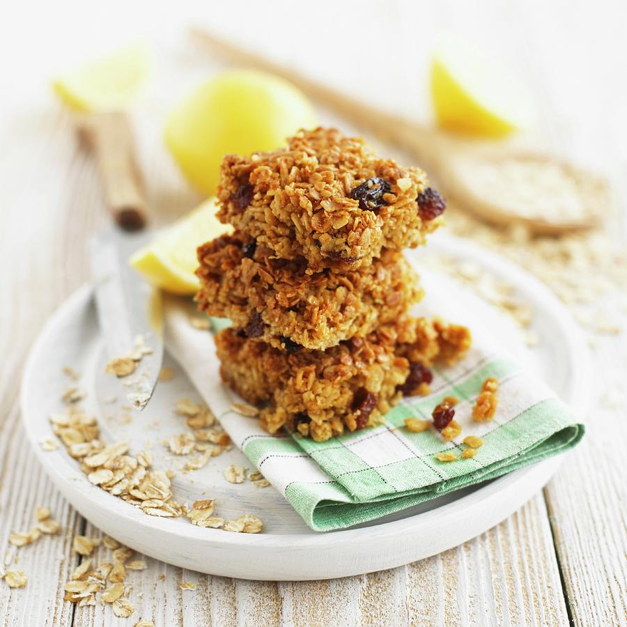 Lemon & Ginger Flapjacks, Stacked Photograph by Dave King