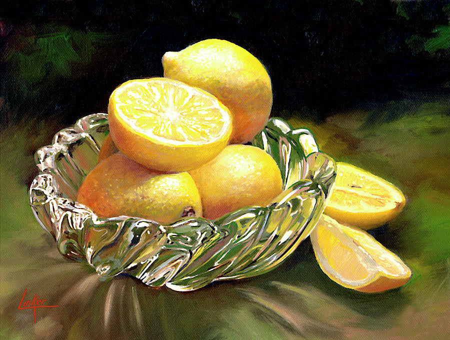 Still Life Painting - Lemon In Glass by Thomas Linker