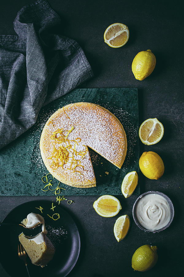 Lemon Japanese Cotton Cheesecake Photograph by The Kate Tin