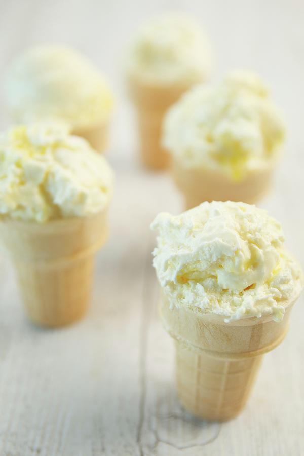 Lemon Meringue Ice Cream In Cones Photograph by Elle Brooks