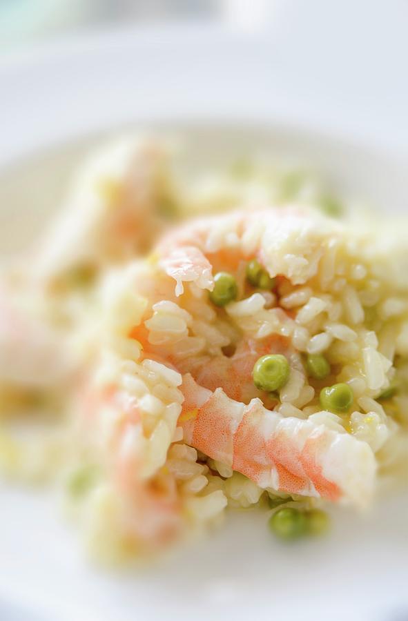 Lemon Risotto With King Prawns And Peas Photograph by Stowell, Roger