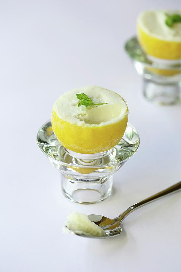 Lemon Sorbet With Mint Photograph by Emel Ernalbant