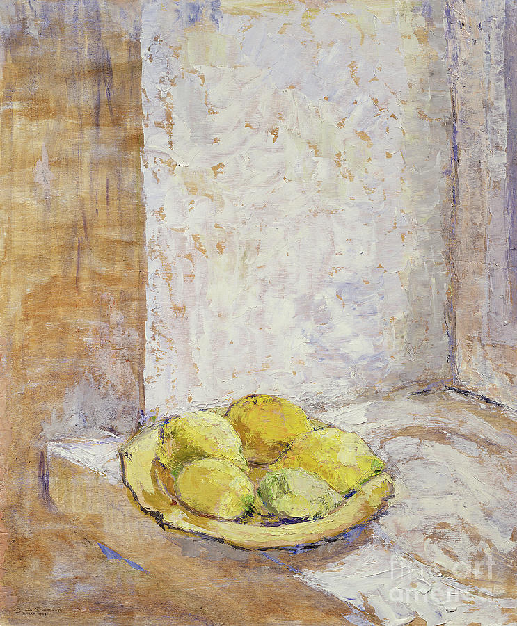 Lemons On The Window Sill Painting by Diana Schofield