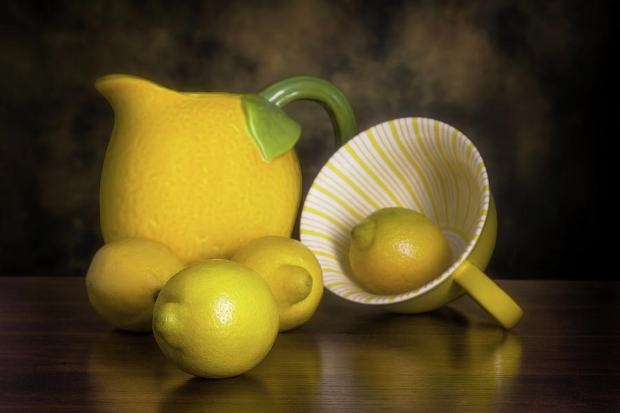 Lemons with Lemon Shaped Pitcher Photograph by Tom Mc Nemar