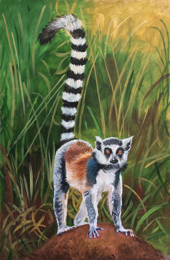 Lemur in the Wild Painting by Robert Korhonen - Fine Art America