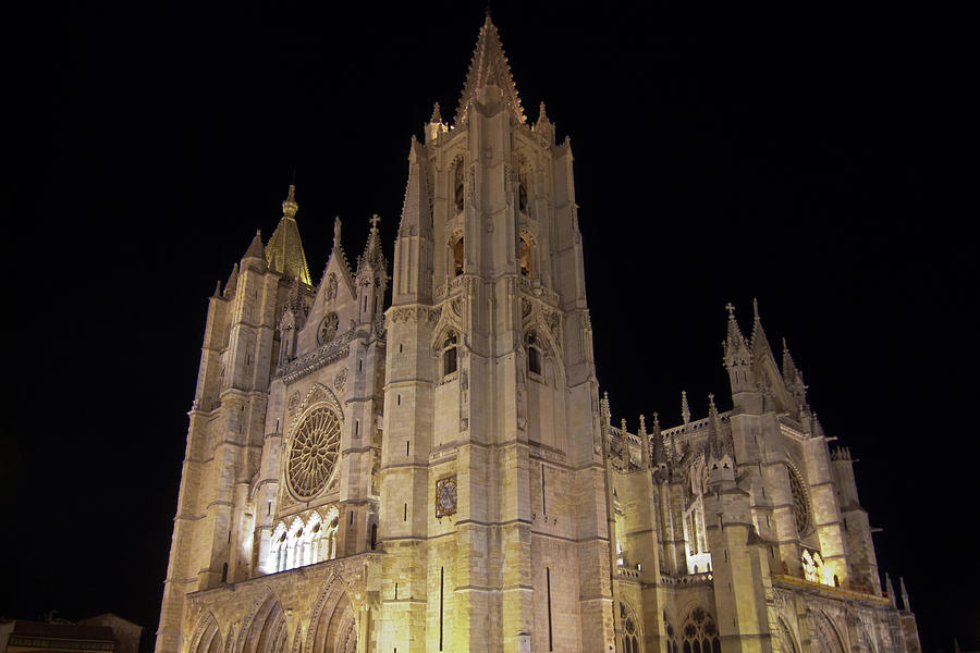 León - Cathedral - Night View Photograph by Luca Quadrio