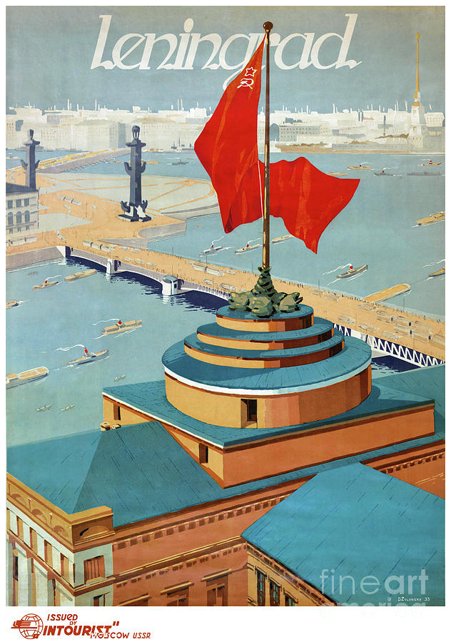 Vintage Drawing - Leningrad Vintage Travel Poster Restored by Vintage Treasure