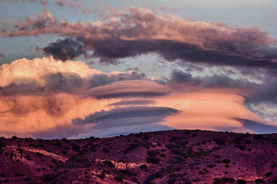 Lenticular Clouds at Sunset 2 Photograph by Linda Brody