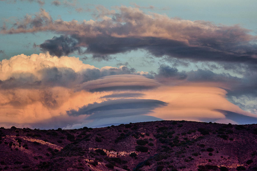 Lenticular Clouds at Sunset 3 Photograph by Linda Brody