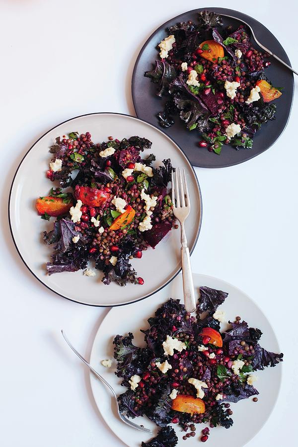 Lentil And Red Beet Salad Photograph by Golubka Kitchen