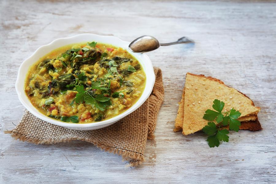 Lentil Curry With Chard And Unleavened Bread Photograph by Eva Grndemann