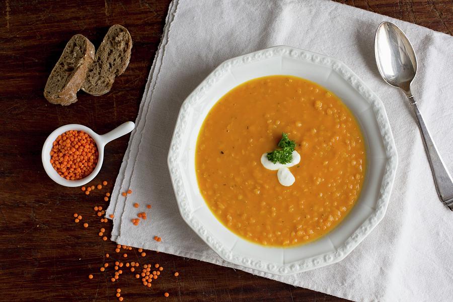 Lentil, Orange And Carrot Soup Photograph by Claudia Timmann