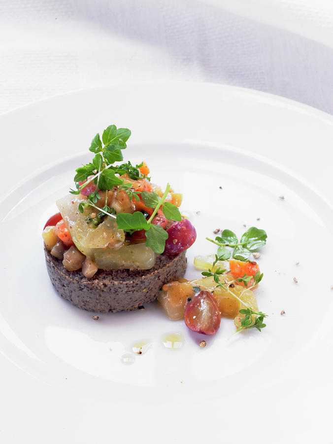 Lentil Pate With Celery, Watercress, Grapes And Almond Paste Photograph by Barbara Lutterbeck