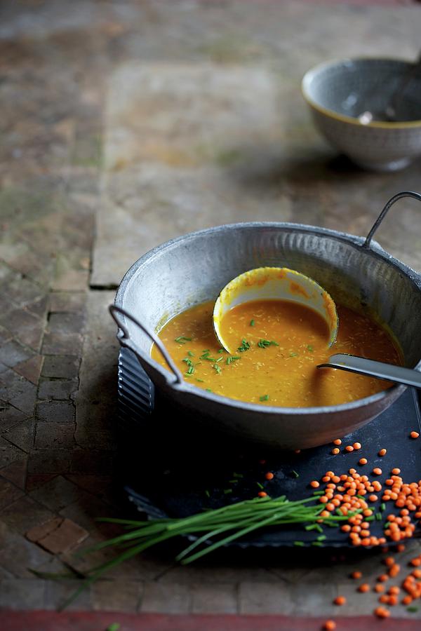 Lentil Soup With Chives Photograph by Fotos Mit Geschmack