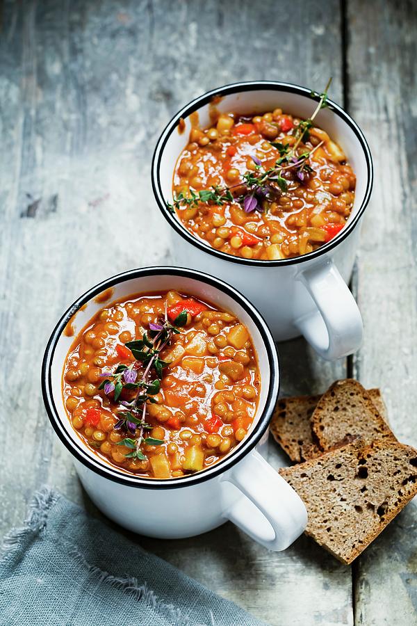 Lentil Stew With Carrots, Tomatoes And Thyme Photograph by Sporrer/skowronek