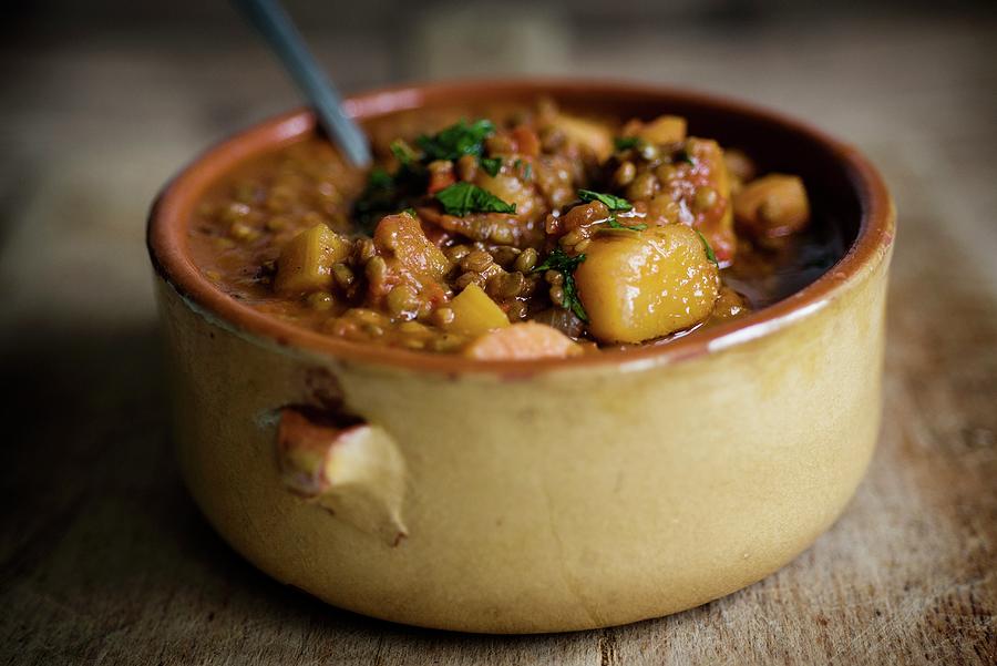 Lentil Stew With Sweet Potatoes Photograph by Jonathan Syer