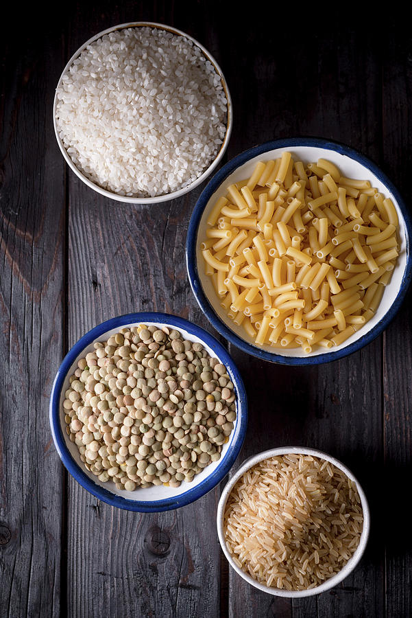 Lentils, Rice And Pasta ingredients For Koshari, Egypt Photograph by Nitin Kapoor