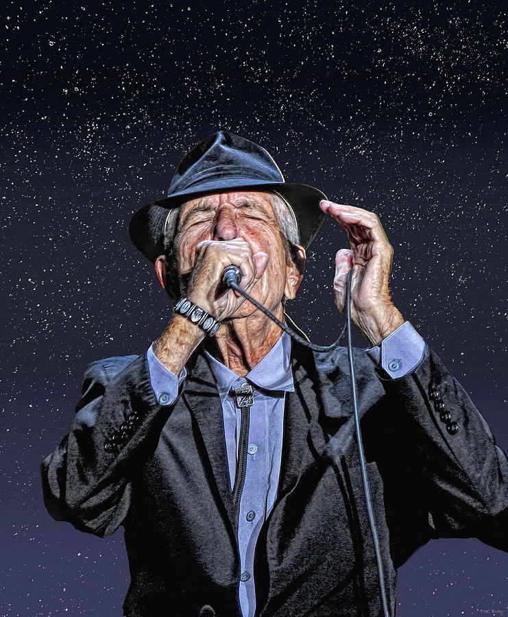 Leonard Cohen Poet Mixed Media by Mal Bray