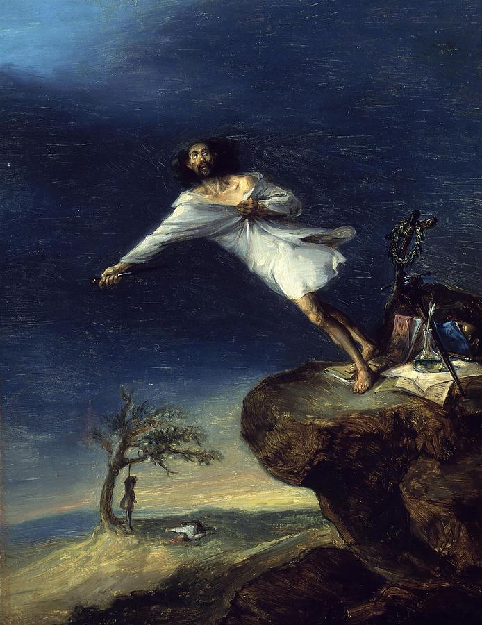 Death Wish Painting - Leonardo Alenza Satire of Romantic Suicide. Date/Period 1839. Painting. Oil on canvas. by Leonardo Alenza y Nieto -1807-1845-