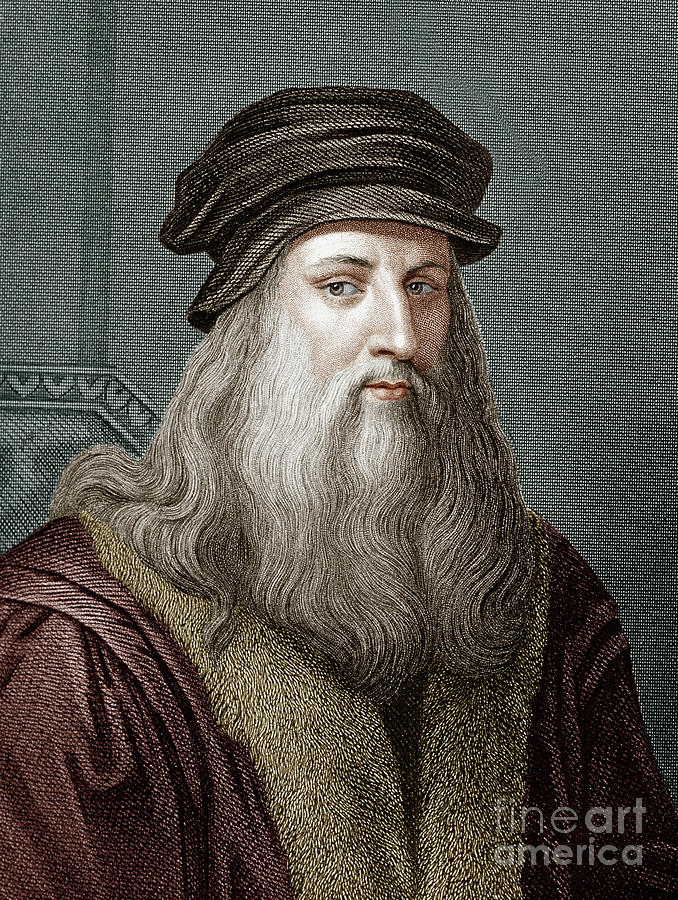 Leonardo Da Vinci Drawing - Leonardo Da Vinci, Italian Architect Engineer And Artist, Engraving by Unknown
