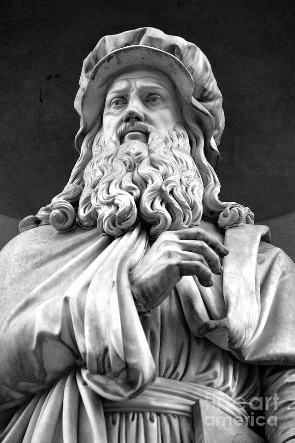 Leonardo da Vinci Statue at Uffizi Gallery 9620 Photograph by Jack Schultz