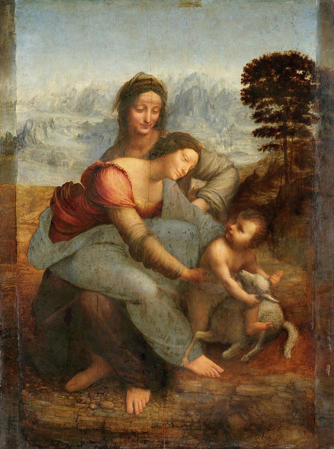Leonardo da Vinci, The Virgin and Child with Saint Anne, before restoration. Circa 1503-1519. Painting by Leonardo da Vinci -1452-1519-