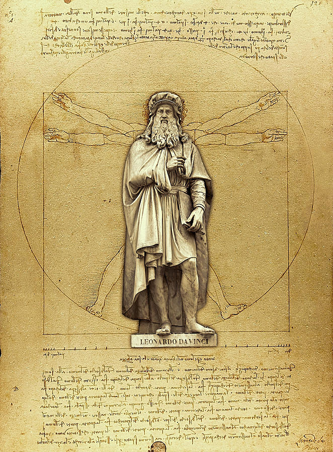 Leonardo Da Vinci Mixed Media - Leonardo versus Vitruvian Man by Nenad Cerovic