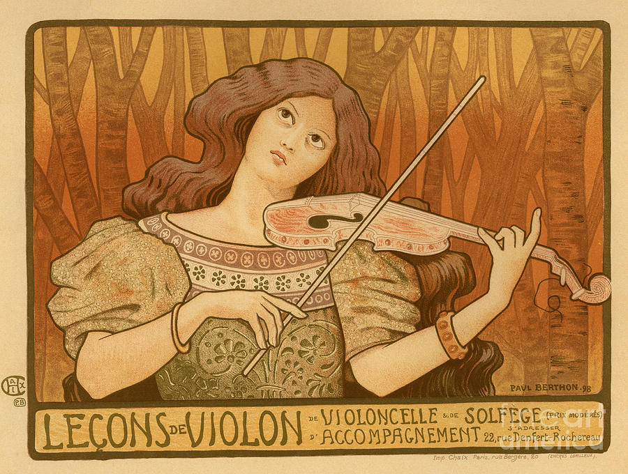 Leçons De Violon Poster, 1898. Artist Drawing by Heritage Images