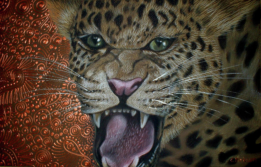 Wildlife Painting - Leopard Attack by Cherie Roe Dirksen