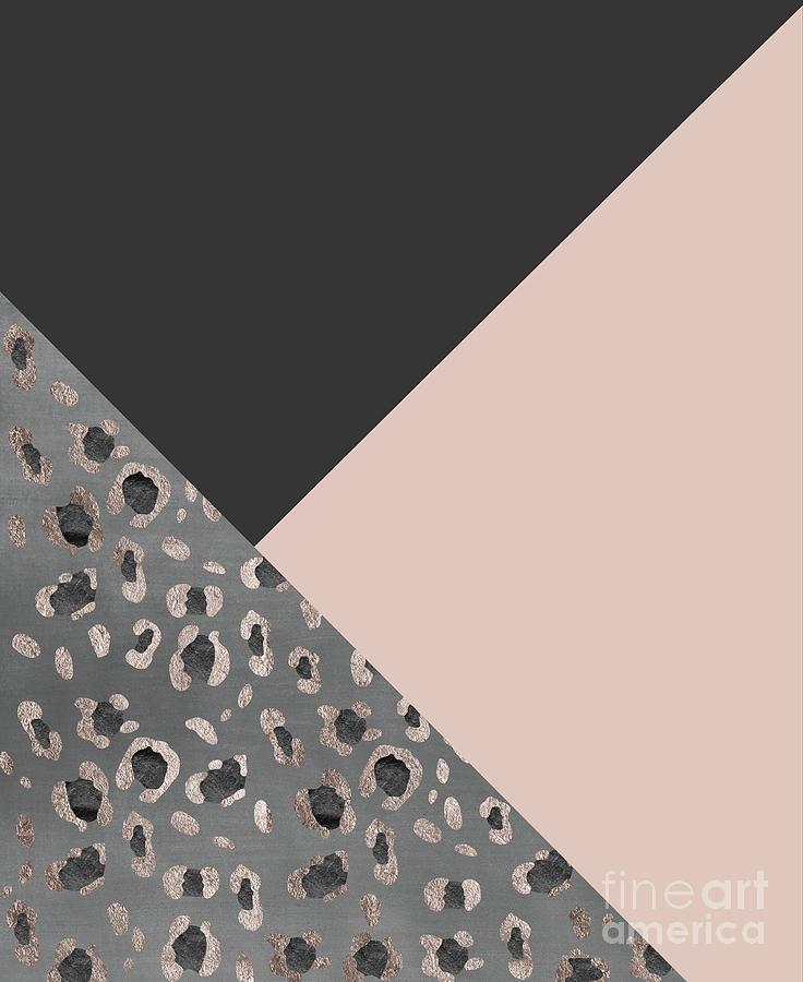 Abstract Mixed Media - Leopard Geometric Glam #1 #minimal #decor #art by Anitas and Bellas Art
