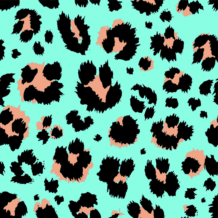 Leopard pattern design funny drawing seamless pattern. Lettering poster or  t-shirt textile graphic design wallpaper, wrapping paper. Digital Art by  Zhu Ming - Fine Art America