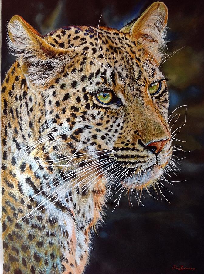 Leopard portrait Painting by Sian Zeederberg - Fine Art America