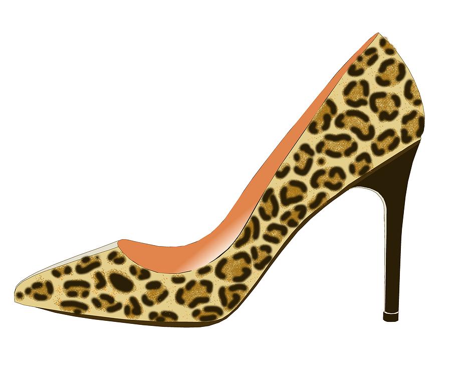 Leopard Digital Art - Leopard Print High Heel Shoe by David Smith
