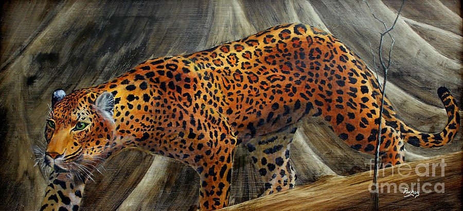 Leopard stalking Painting by Pechez Sepehri