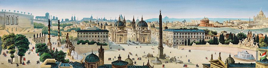 Leopoldo Calvi - Panorama of Rome Painting by Celestial Images