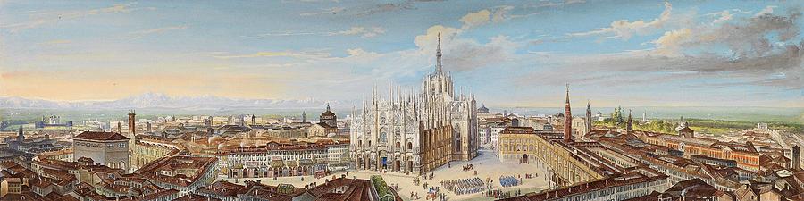 Leopoldo Calvi - Panorama von Mailand Painting by Celestial Images