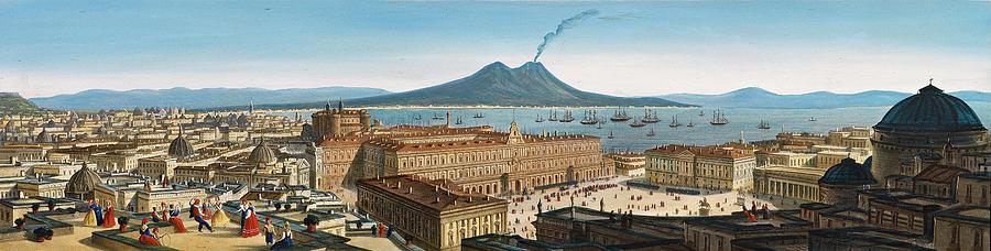 Nature Painting - Leopoldo Calvi   Panorama von Neapel by Celestial Images