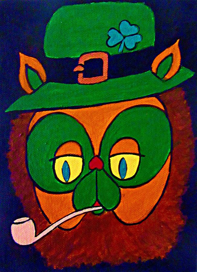 Leprechaun Cat Painting by Stephanie Moore