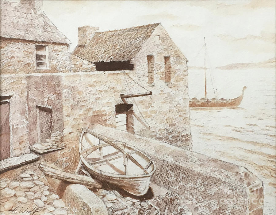 Lerwick Drawing - Lerwick, Shetland Islands by Anatol Woolf