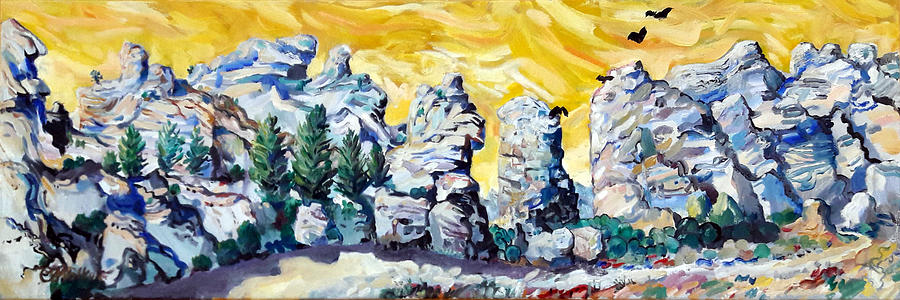 Tree Painting - les Alpilles -the Quarry at Noon by Chris Walker