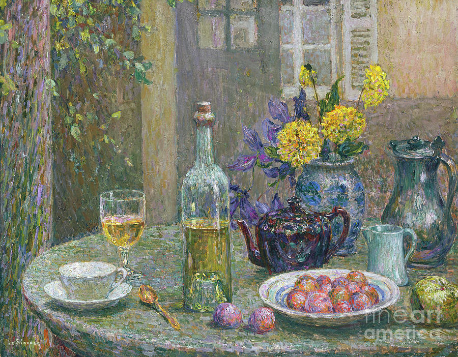 Les Dahlias Jaunes Painting by Henri Le Sidaner